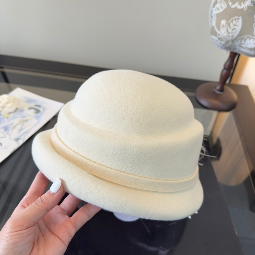 Chanel Camellia Flower Felt Hat 477653