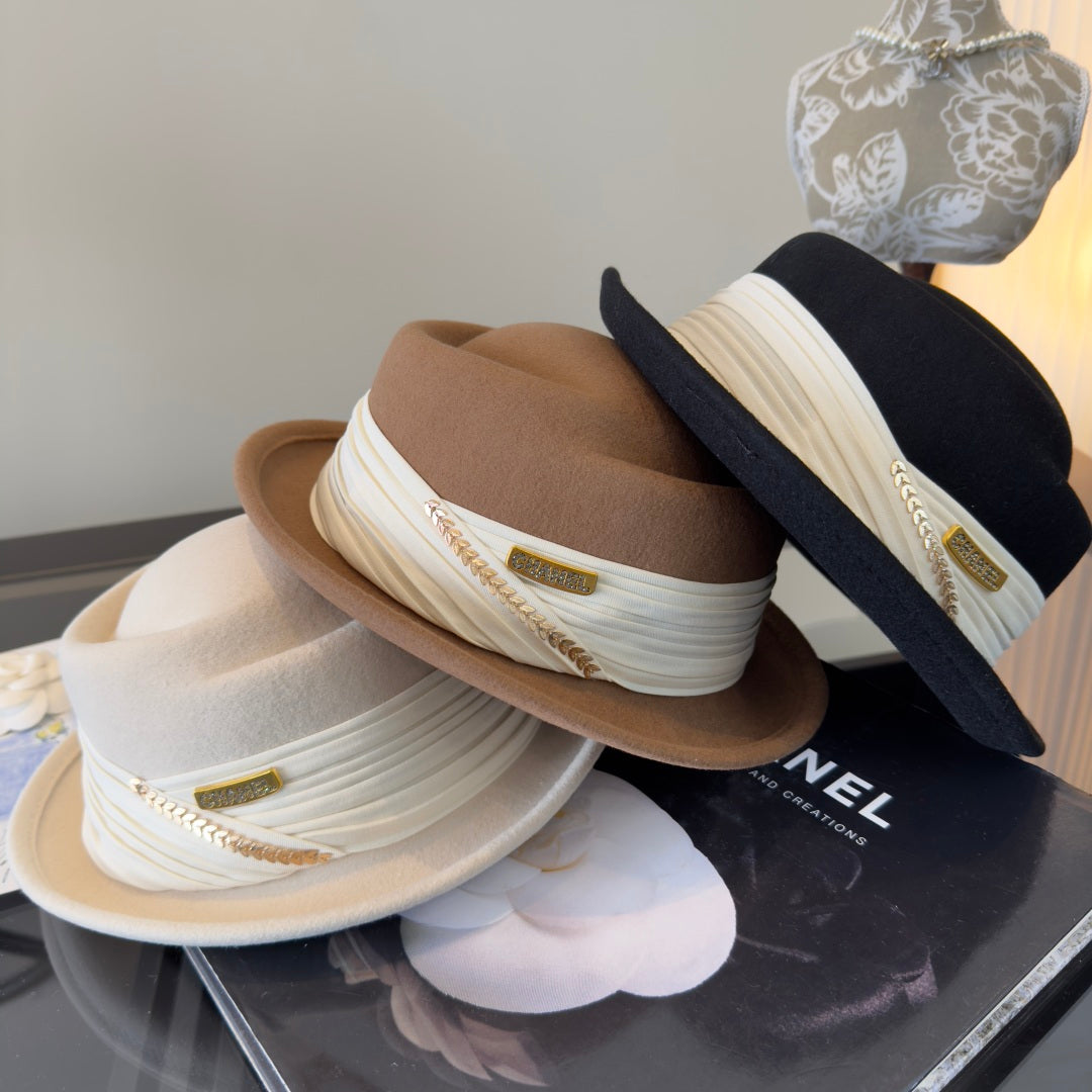 Chanel Felt Pork Pie Hat 477658