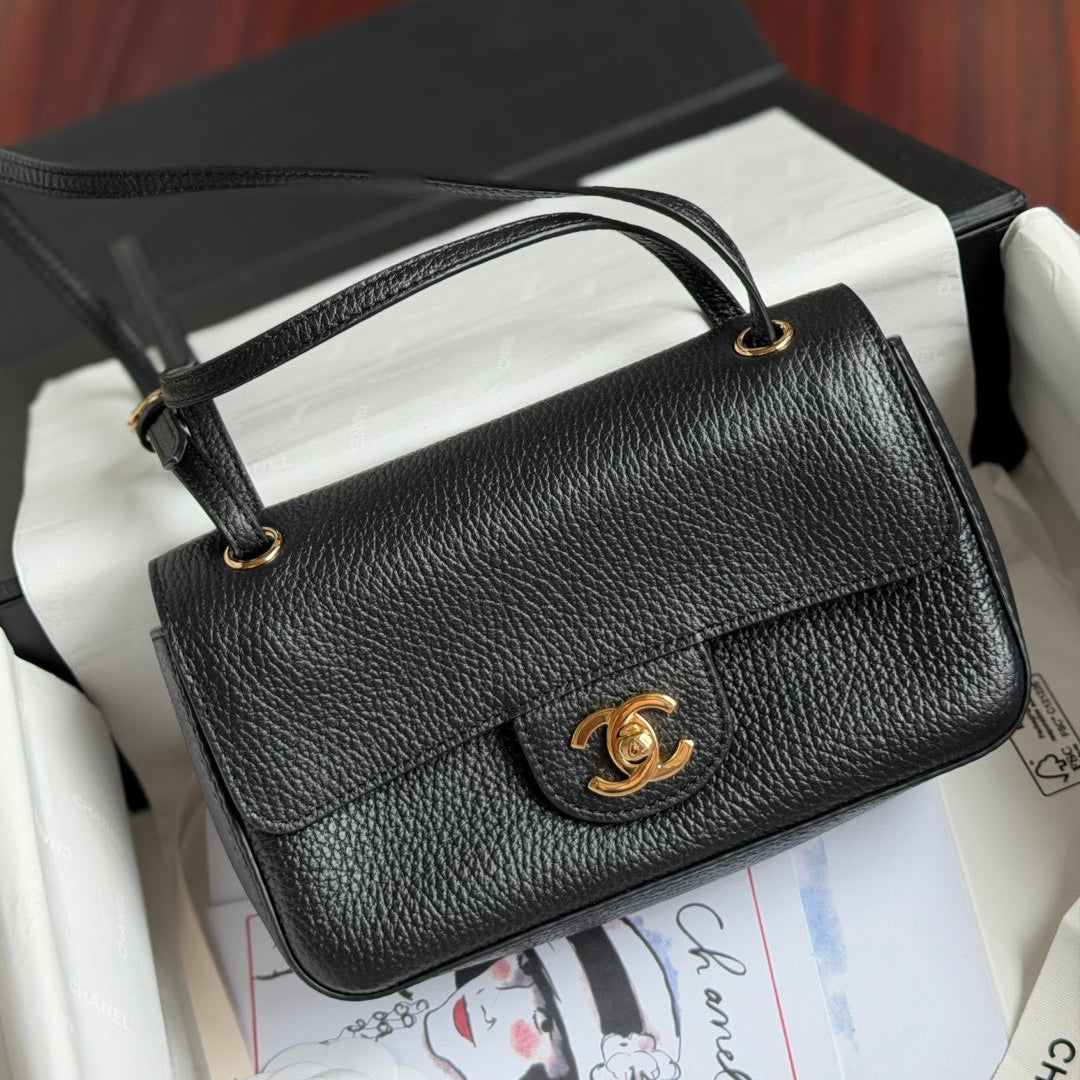Chanel 2026 Mini Flap Bag 20cm Denim And Grained Calfskin