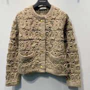 Celine 2026 Crochet Cardigan Brown Wool 406211