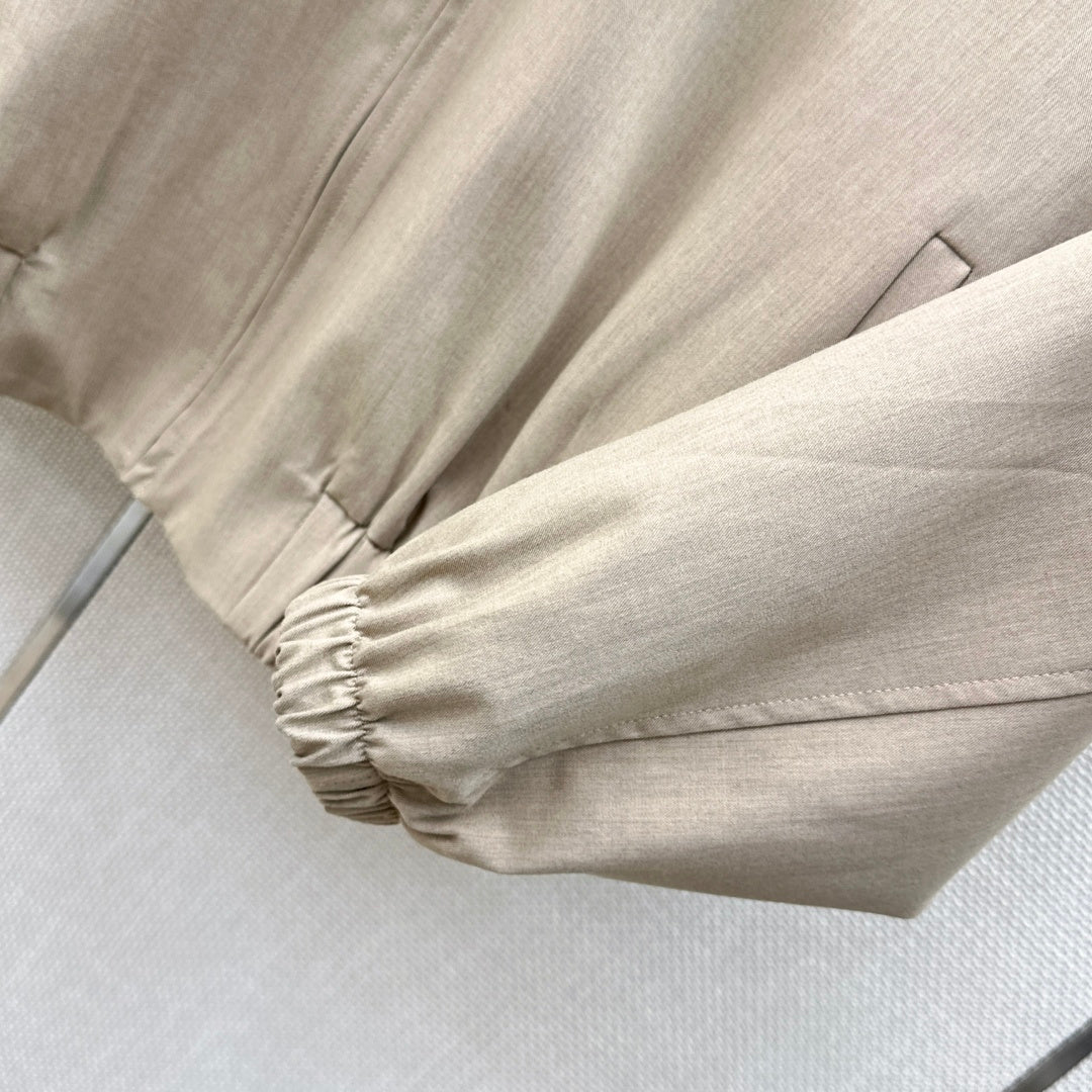 Bottega Veneta 2026 Intrecciato Blouson Jacket Beige Cotton 368012