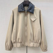 Bottega Veneta 2026 Intrecciato Blouson Jacket Beige Cotton 368012