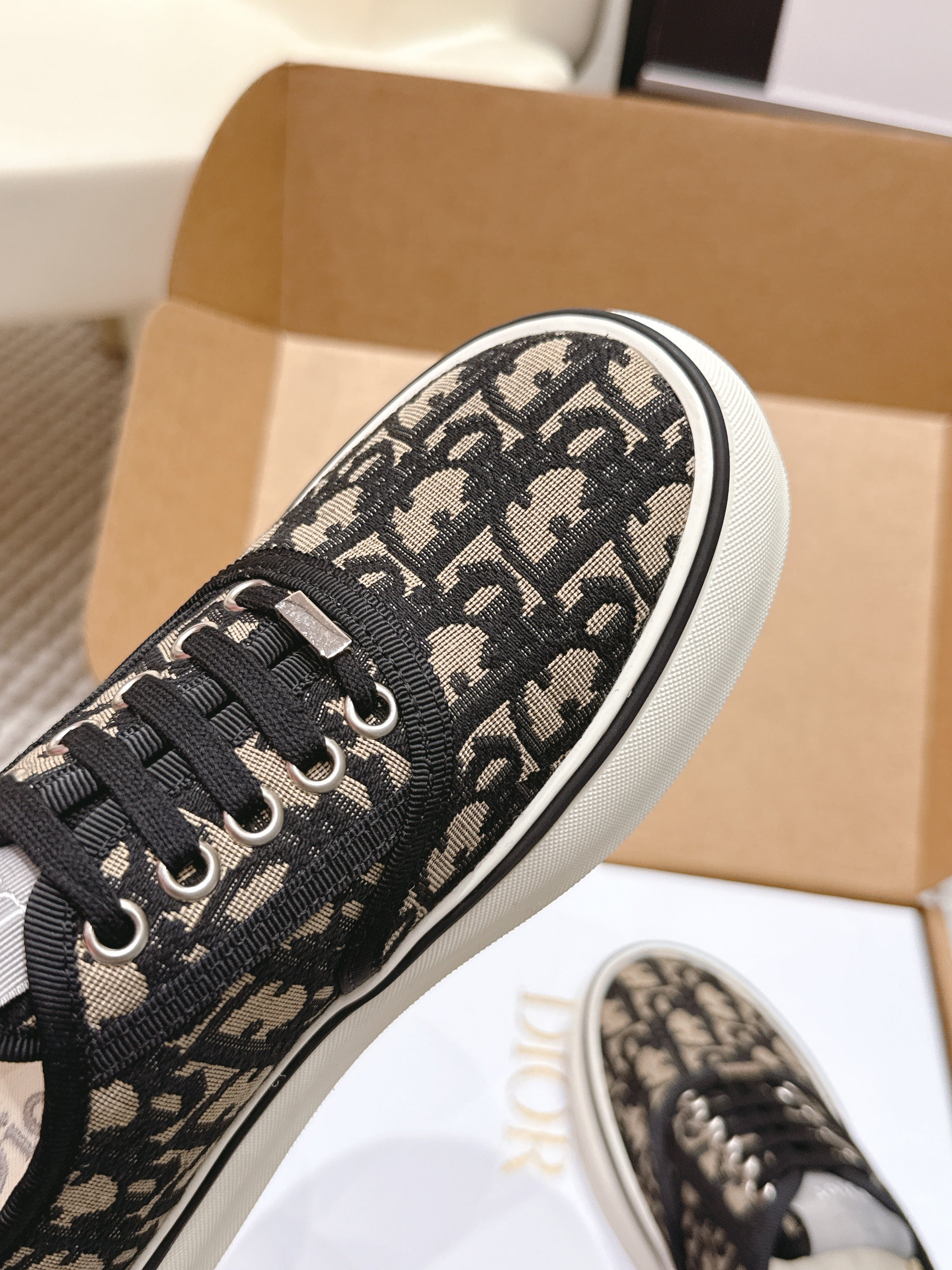 CD 26 Platform Sneaker Monogram Black Beige Canvas 632436