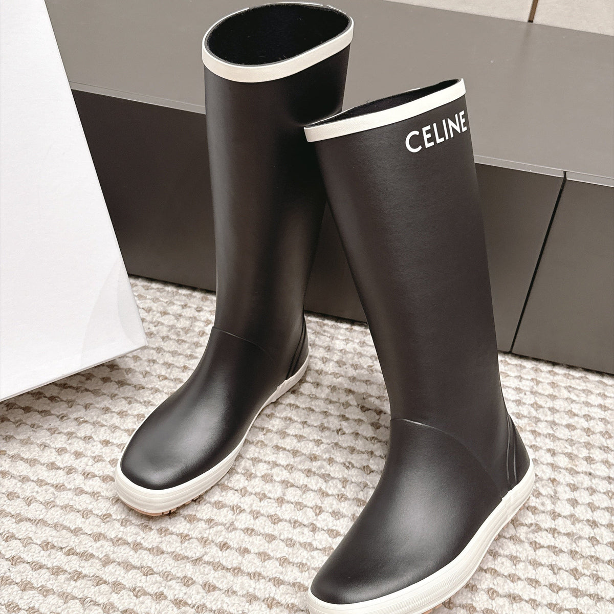 Celine 2026 Flat Rain Boots Rubber 990650