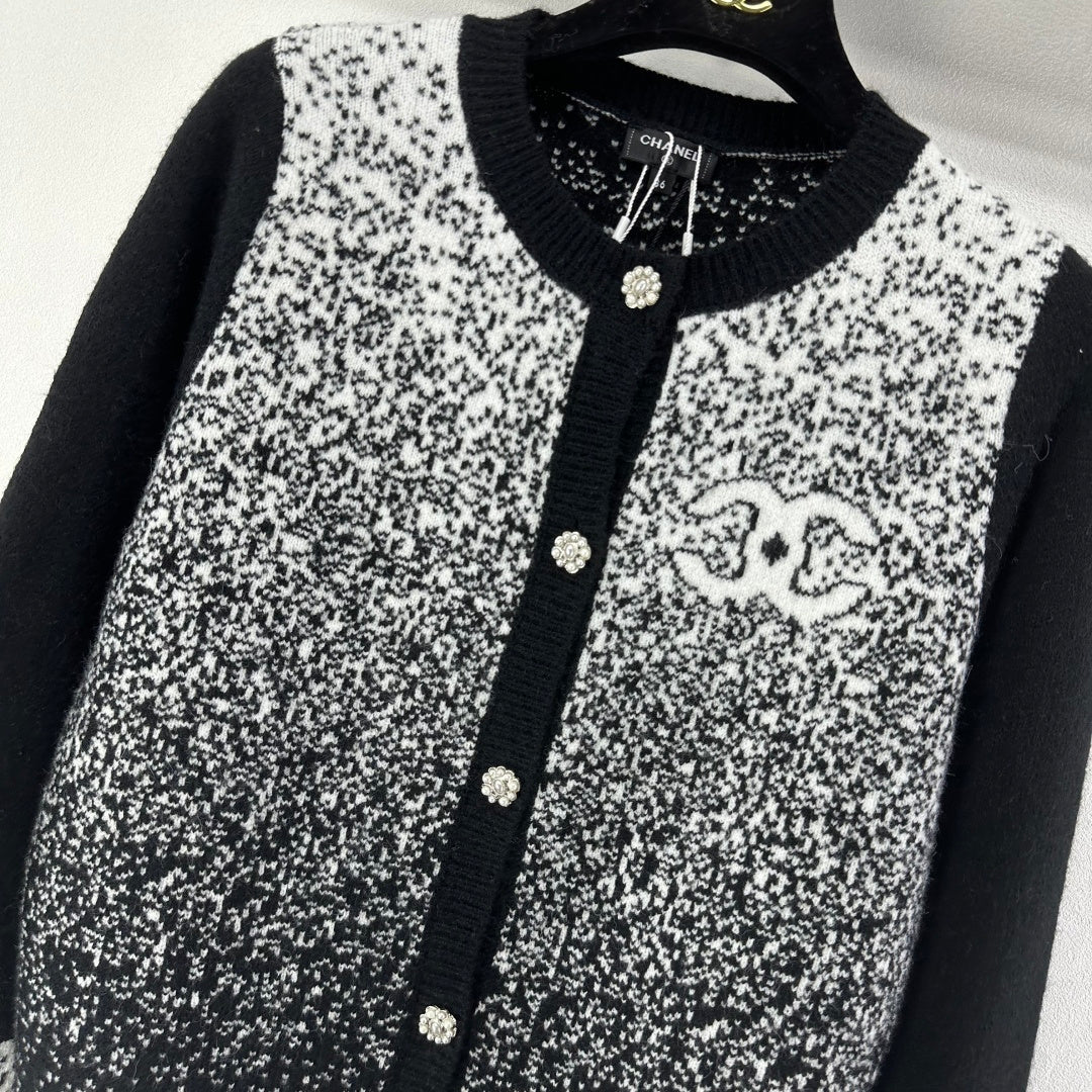 Chanel 2025 Knitted Cardigan Black Wool 329292