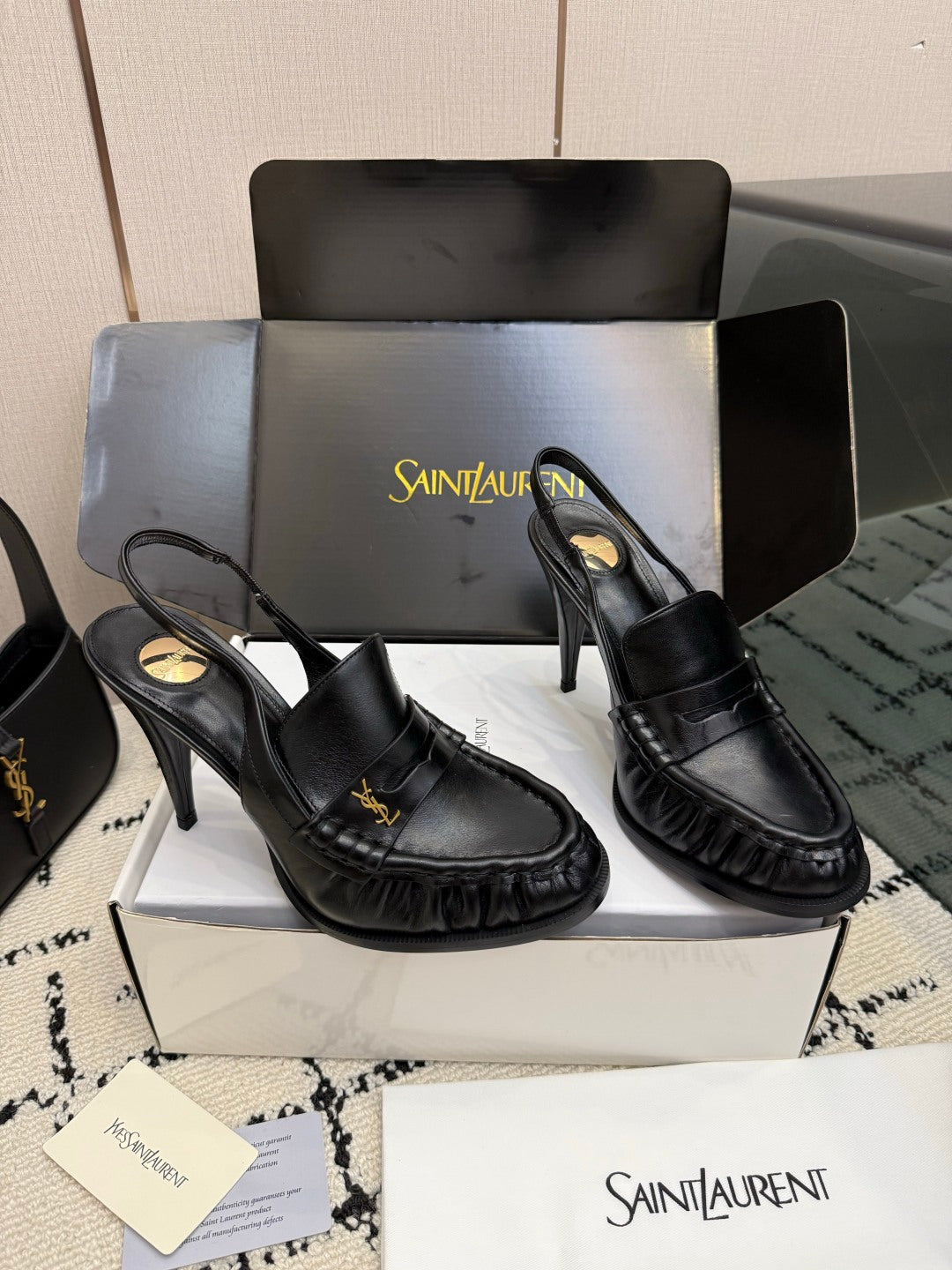 YSL 2026 Le Loafer Cassandre Slingback 105mm Suede Leather 203261