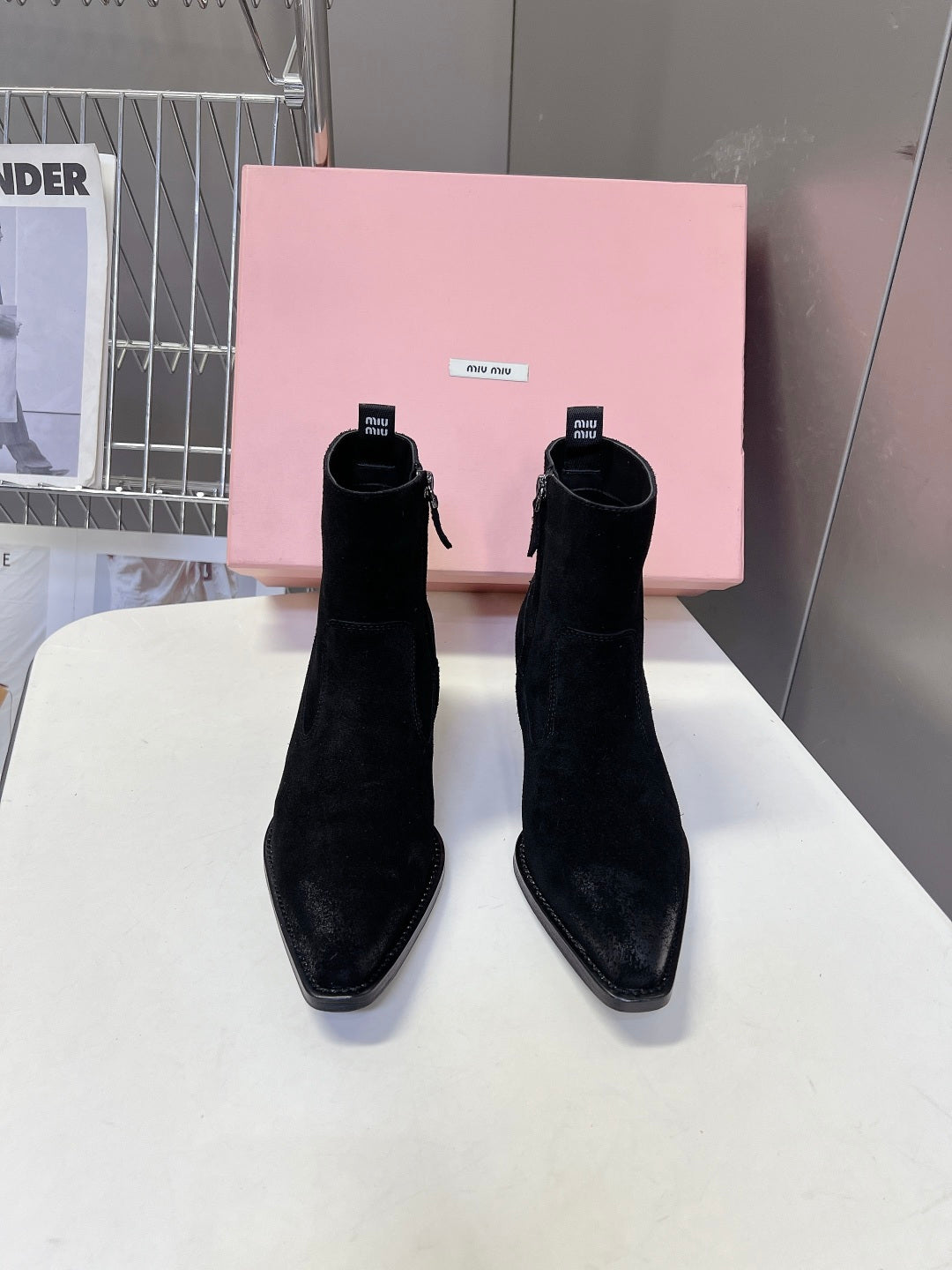 Miu Miu 2026 Western Ankle Boots Suede Leather 994192