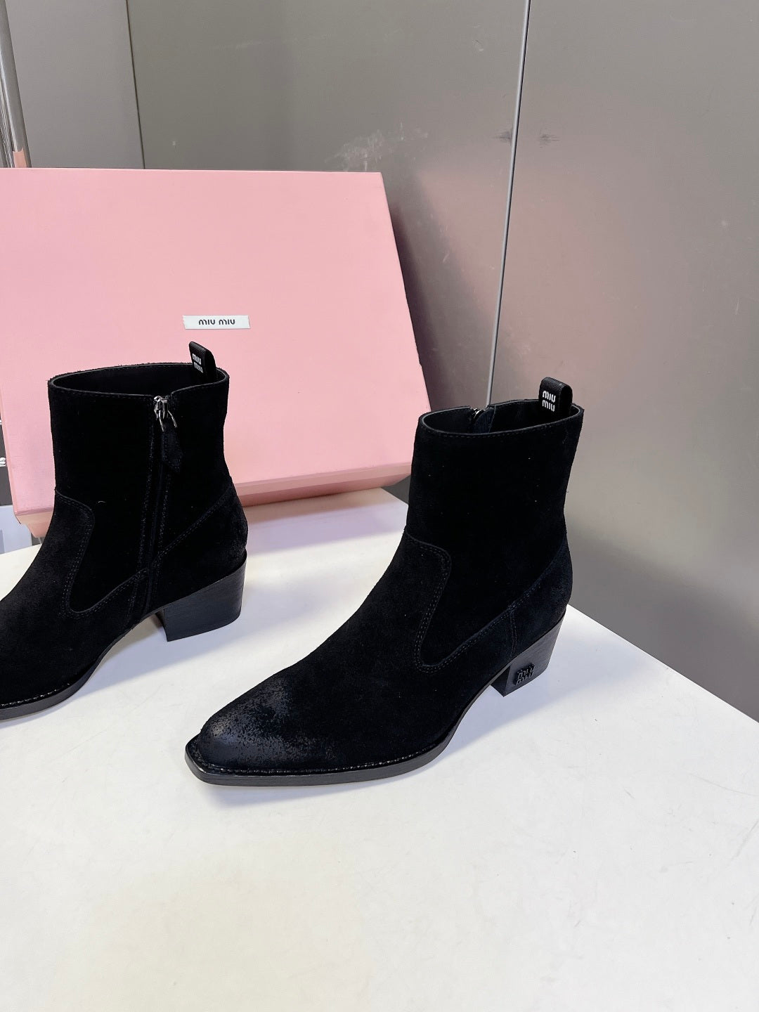 Miu Miu 2026 Western Ankle Boots Suede Leather 994192
