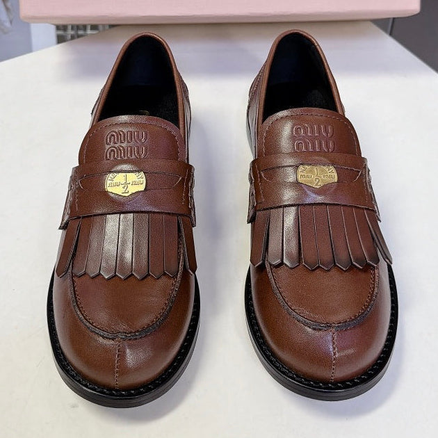 Miu Miu 2026 Fringe Leather Penny Loafers Patent Leather 994218