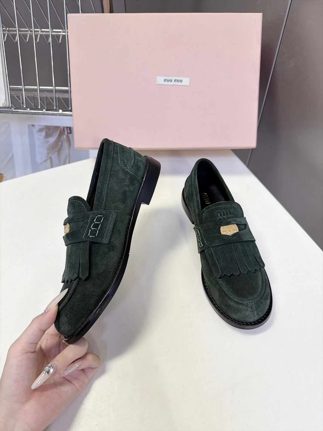 Miu Miu 2026 Fringe Penny Loafers Suede 994223