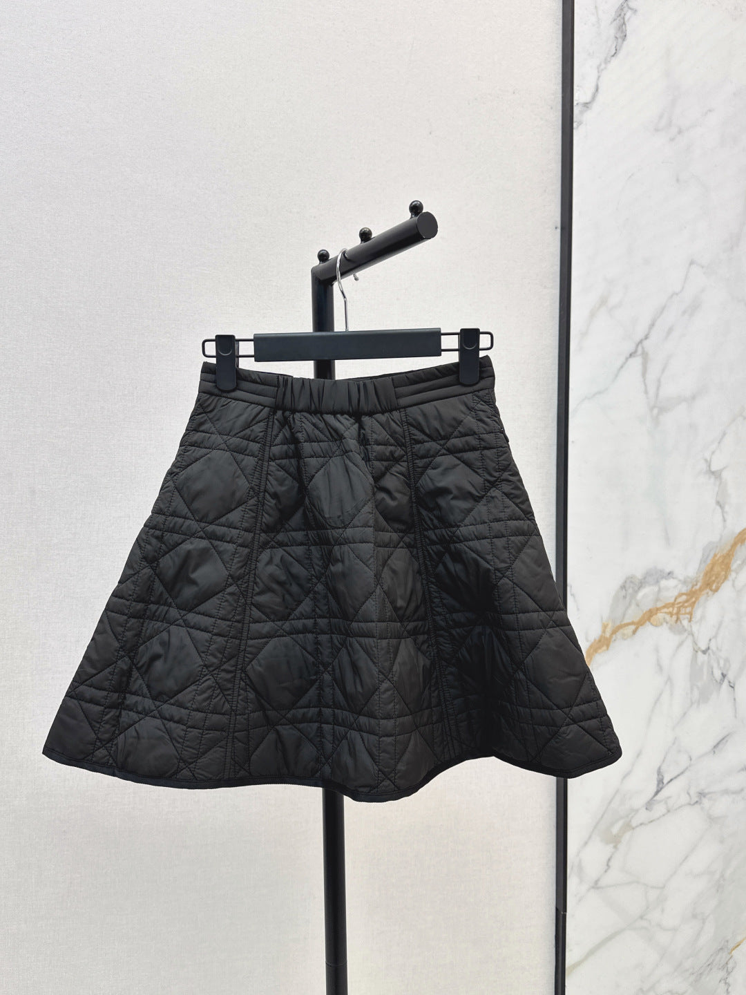CD 25 Plaid Quilted Lapel Set Black Cotton