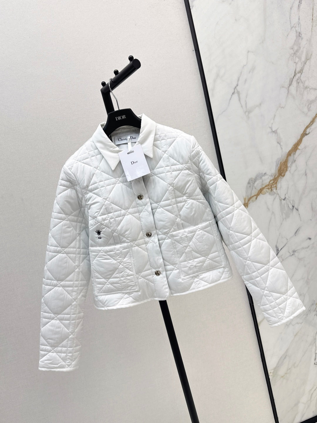 CD 25 Plaid Quilted Lapel Set White Cotton
