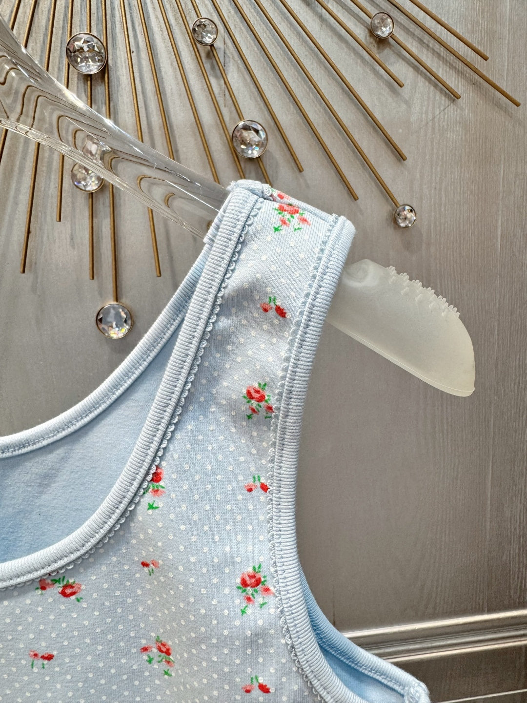 Prada 2026 Floral Print Vest Light Blue Cotton