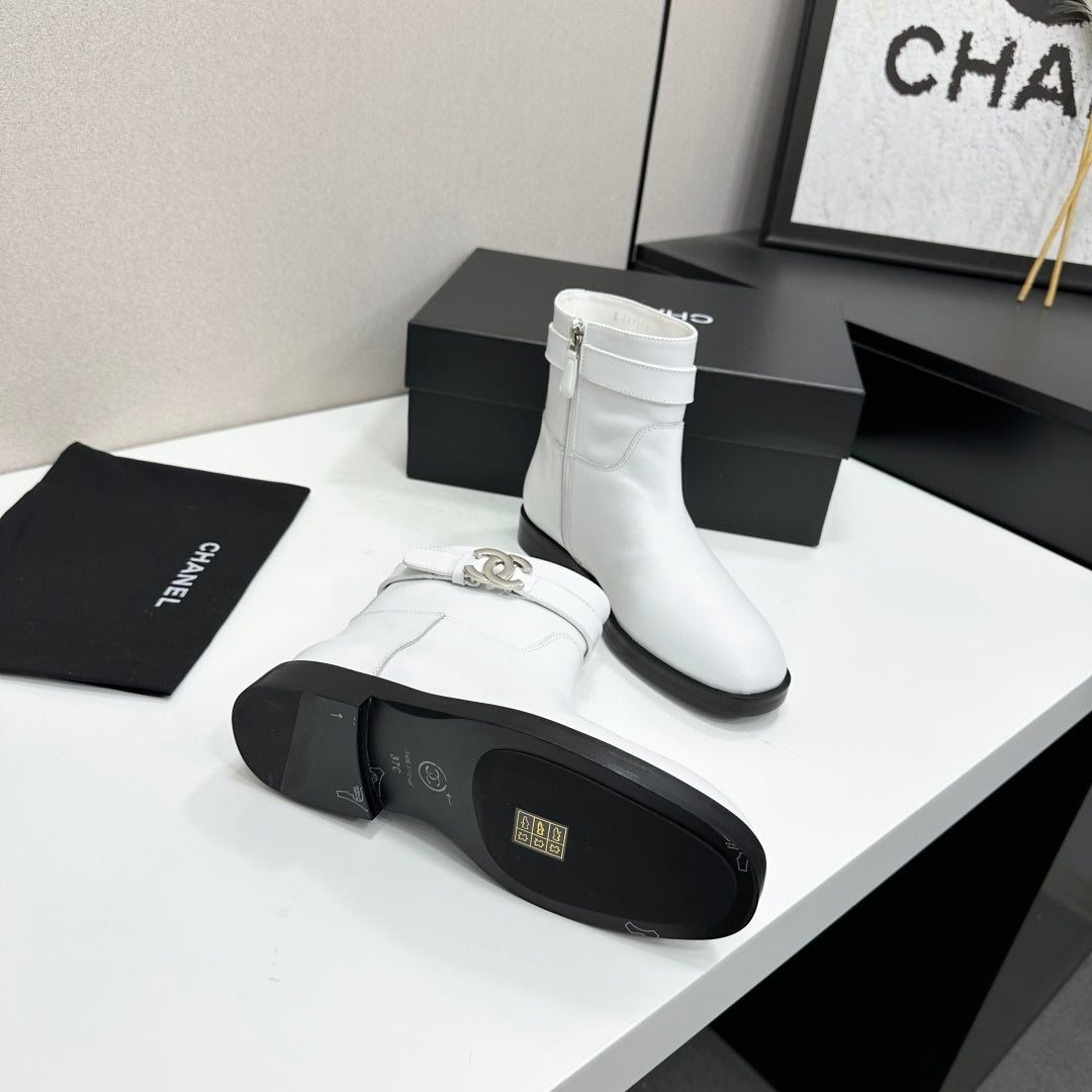 Chanel 2026 CC Logo Belted Boots Cowhide 985942