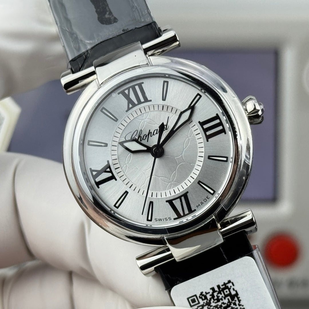 Chopard Imperiale 29mm Sliver Case Black Leather