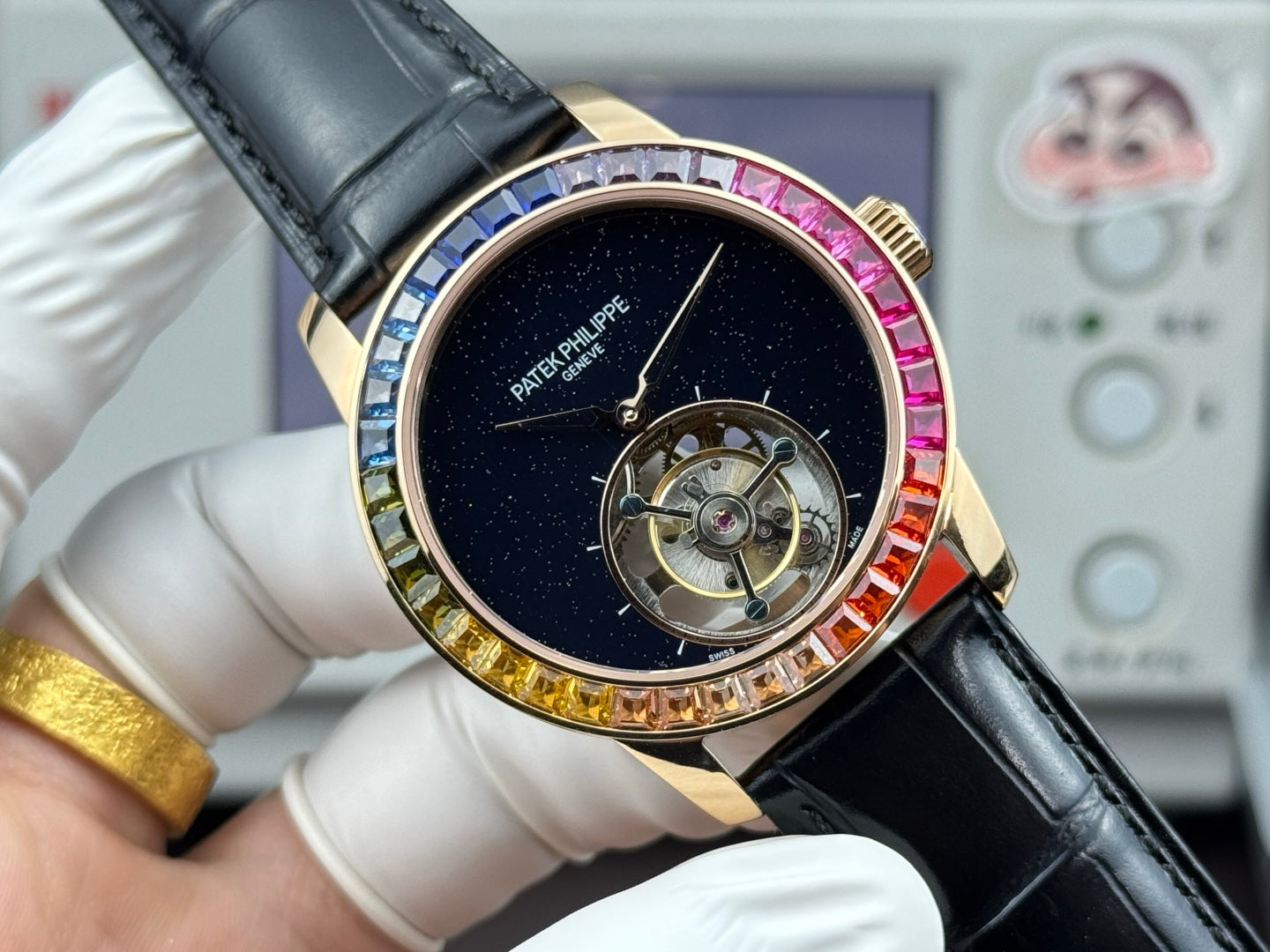 Patek Philippe Grand Complications Sky Moon Tourbillon 42mm Rose Gold Case Rainbow Benzel