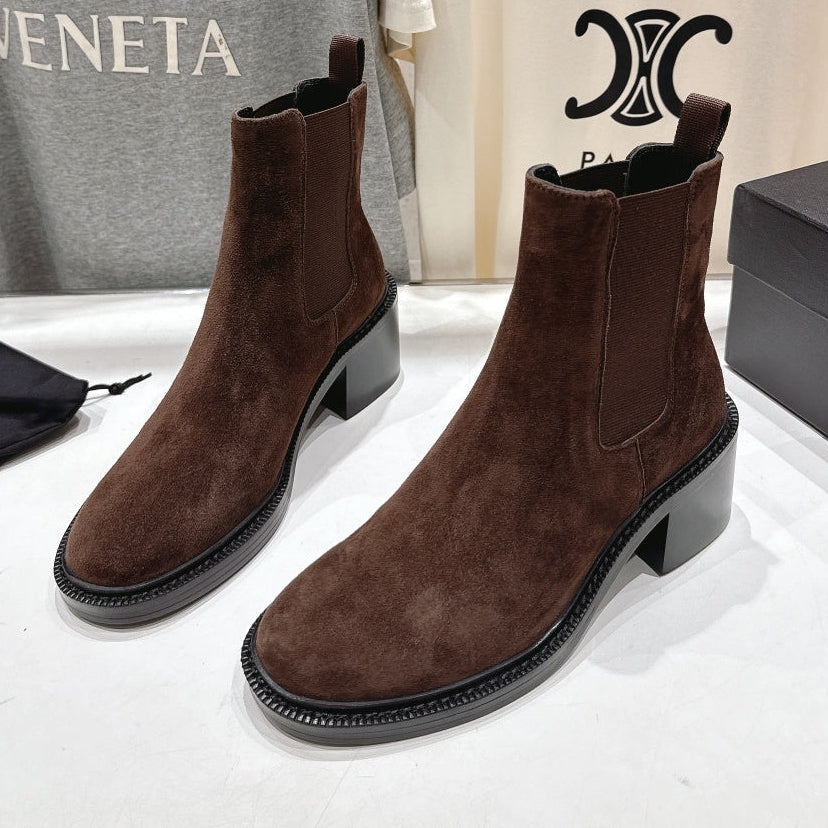 YSL 2025 Short Boot Dark Brown Suede 567582