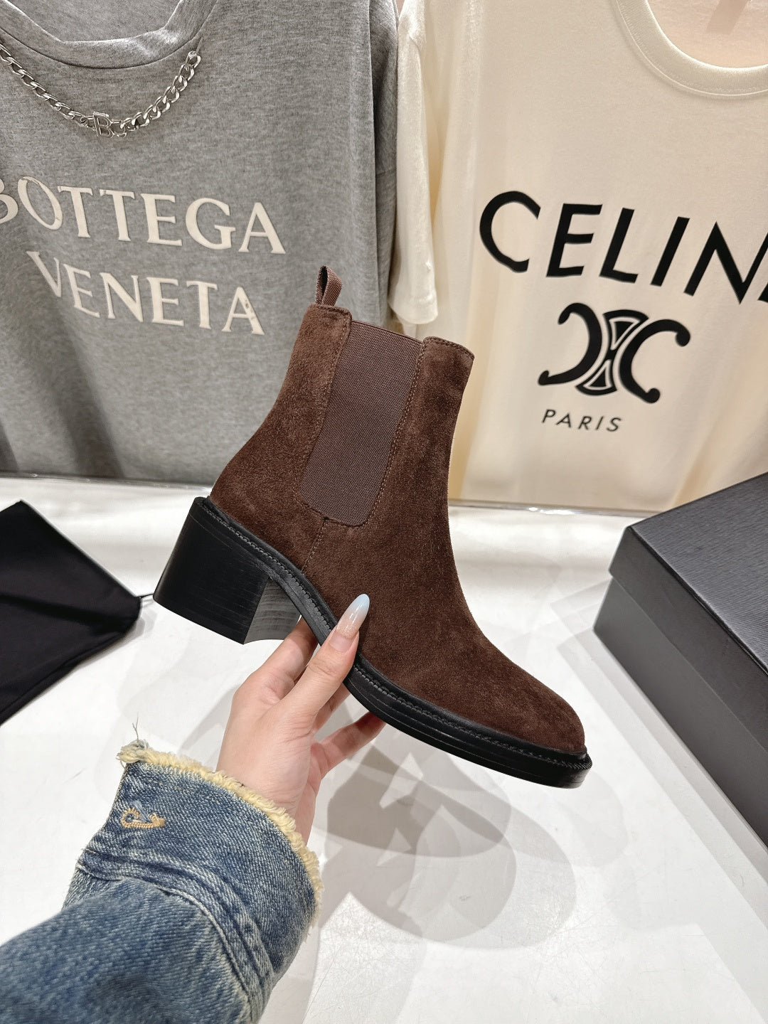 YSL 2025 Short Boot Dark Brown Suede 567582