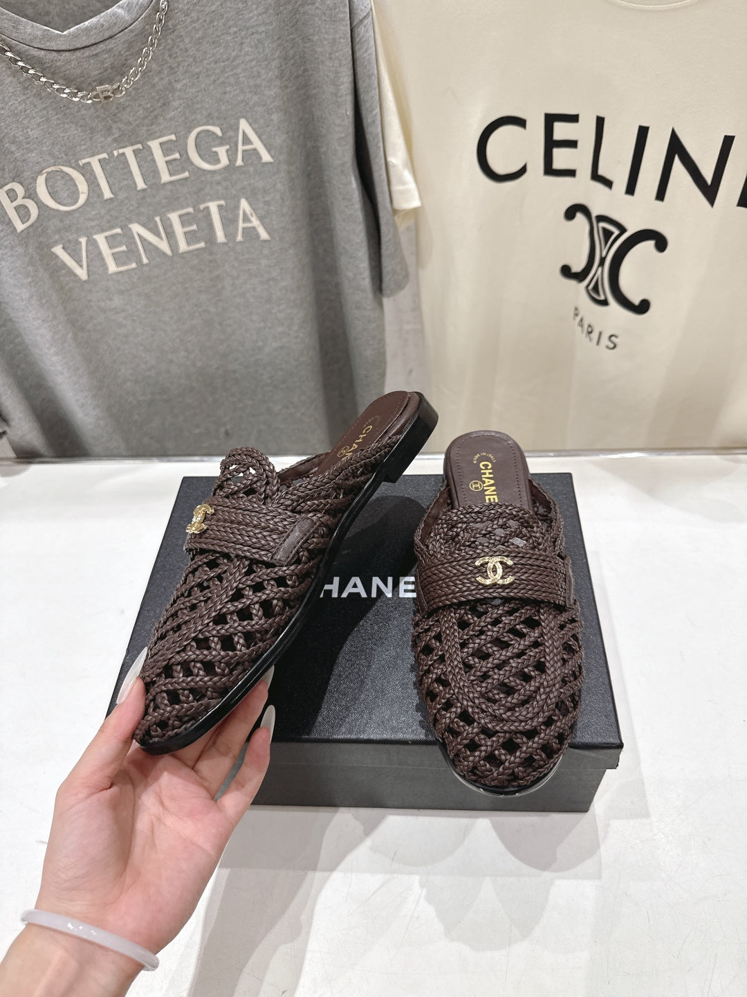 Channel 2026 Hand-Woven Mules Chocolate Calfskin 896471