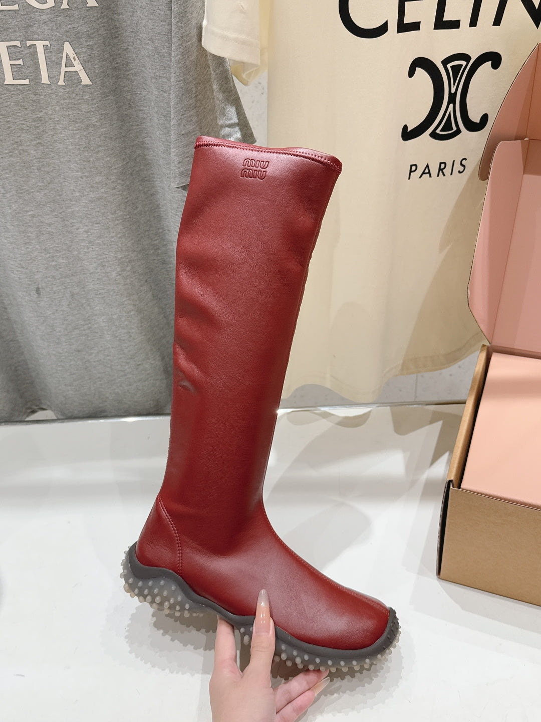 Miu Miu 2026 Stretch Knee-High Boots Leather 989560