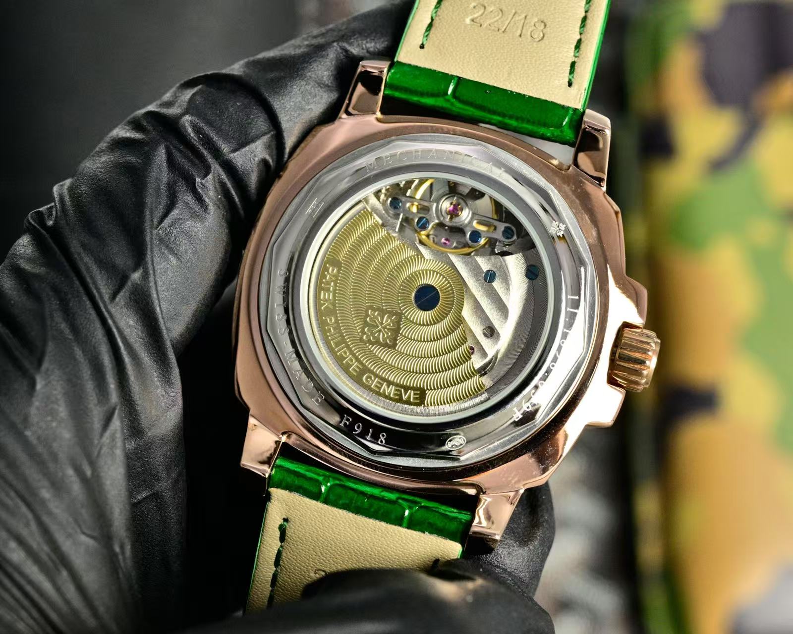 Patek Philippe Double Tourbillon Green Dial 42mm Watch Rose Gold Case