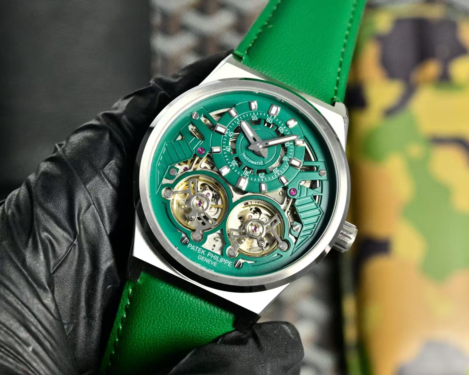 Patek Philippe Double Tourbillon Green Dial 44mm Watch