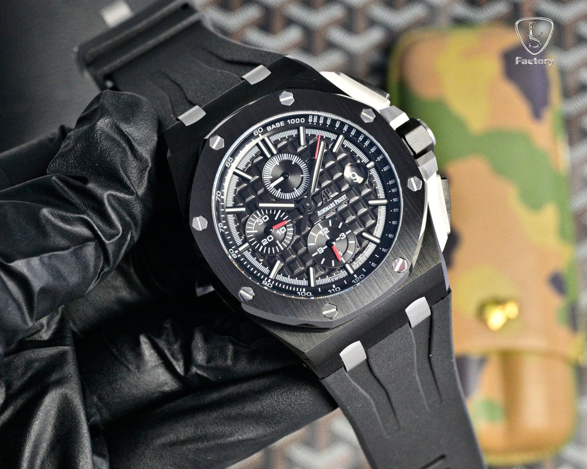 Audemars Piguet Royal Oak Chronograph 41mm Black Case Dial Black Rubber Strap