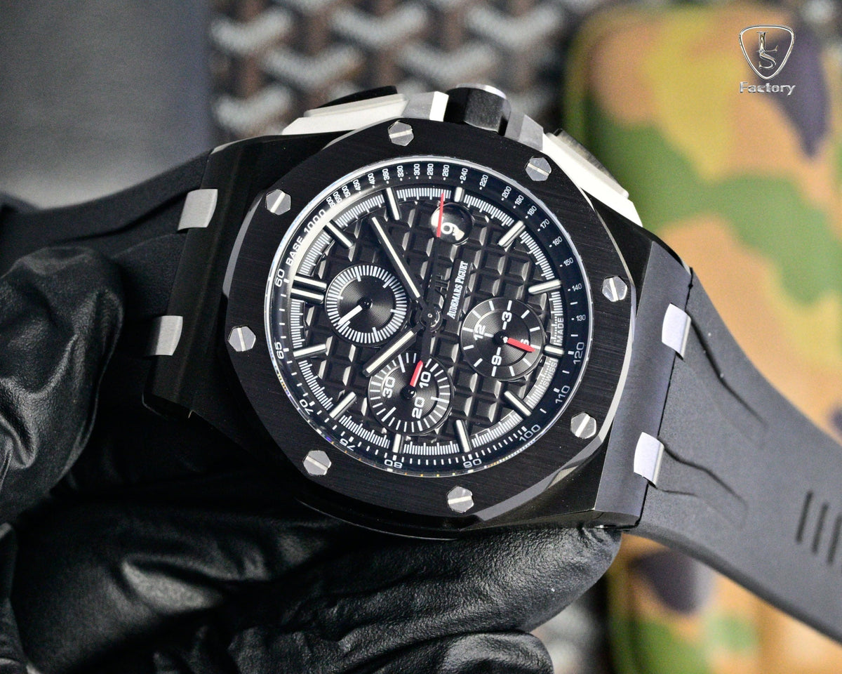 Audemars Piguet Royal Oak Chronograph 41mm Black Case Dial Black Rubber Strap