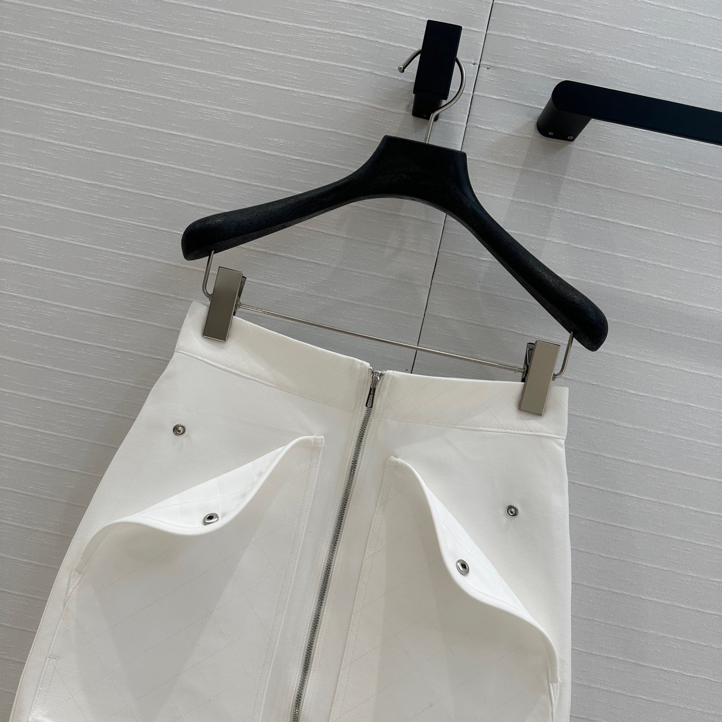 Hm 25  Zippered Skirt White Cotton