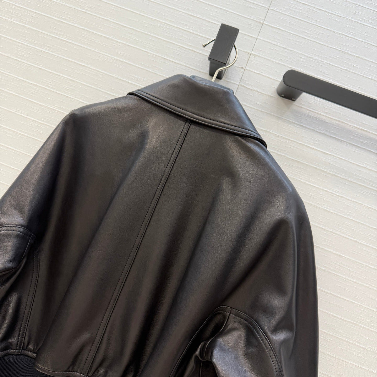 Bottega Veneta 2026 Blouson Ribbed Jacket Black Leather 425980