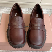 Miumiu 2026 Retro Distressed Loafers Cowhide 955676