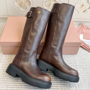 Miumiu 2026 Buckle-Detail Knee-High Boots Leather 955680
