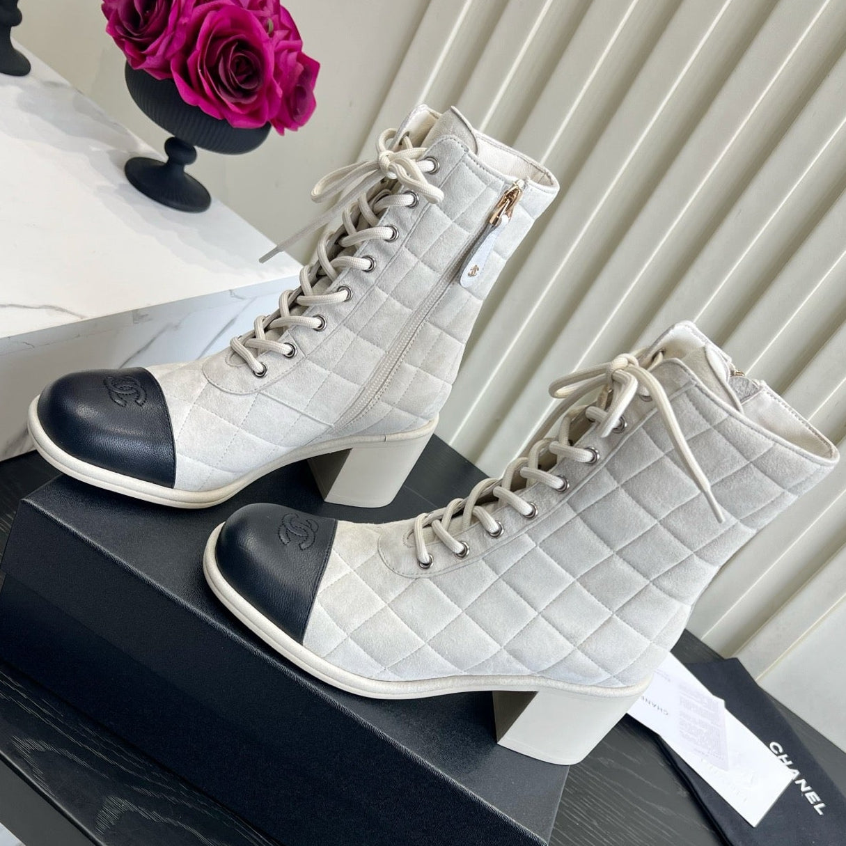 Chanel 2026 Lace-Up Ankle Boots Suede 977320