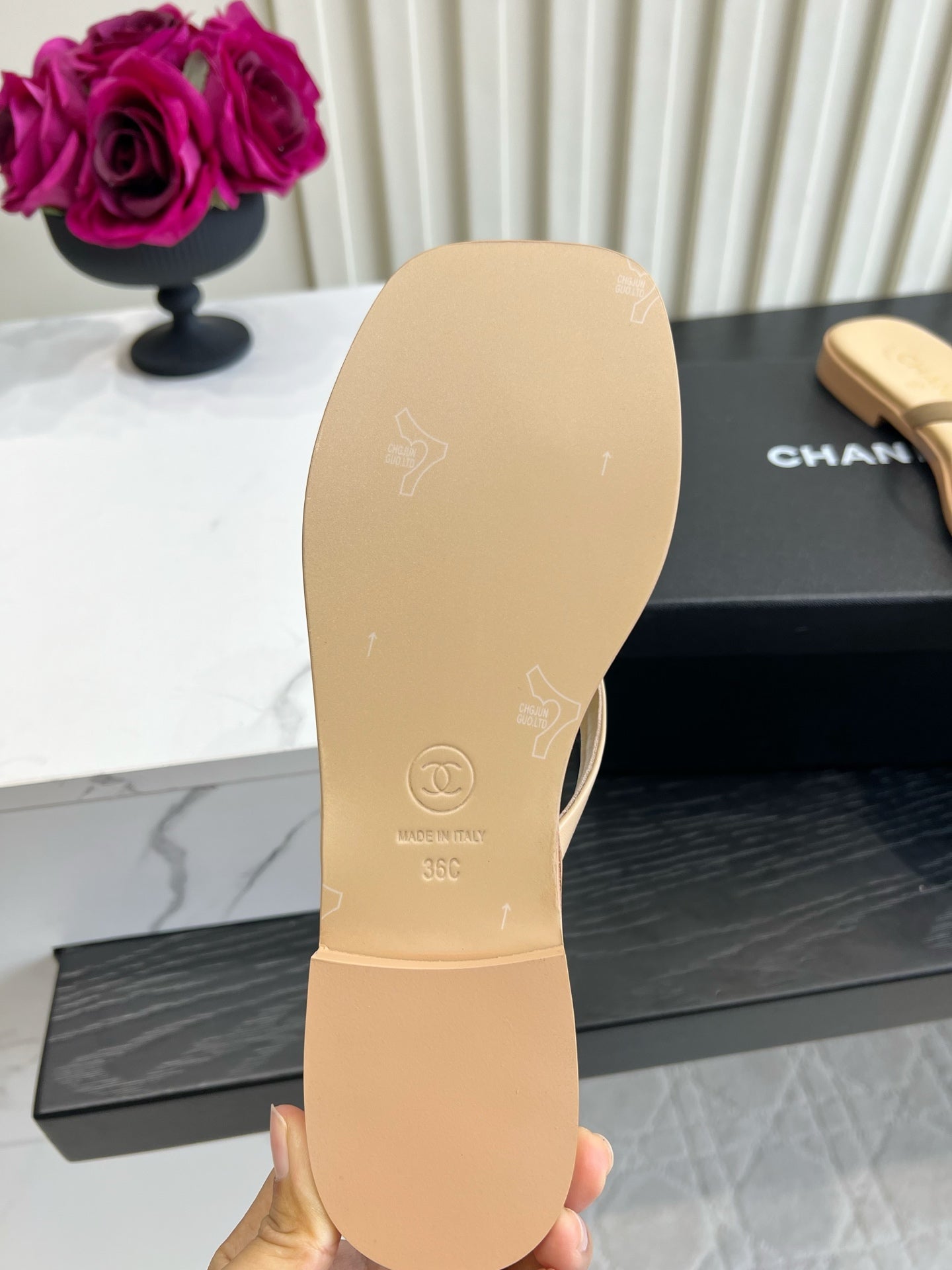 Chanel 2026 Flip-Flops Sandals Beige Sheepskin 977142