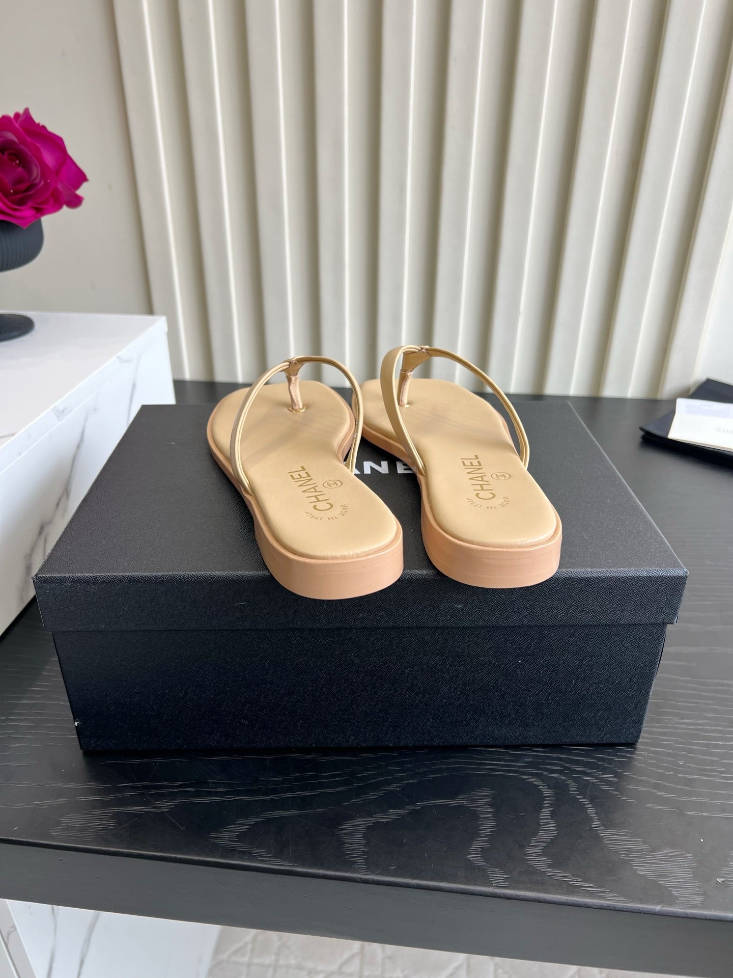Chanel 2026 Flip-Flops Sandals Beige Sheepskin 977142
