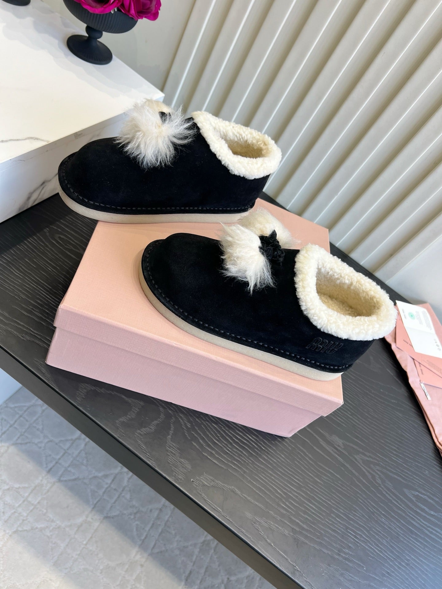 Miu Miu 2026 Snow Boots Black Suede 977013