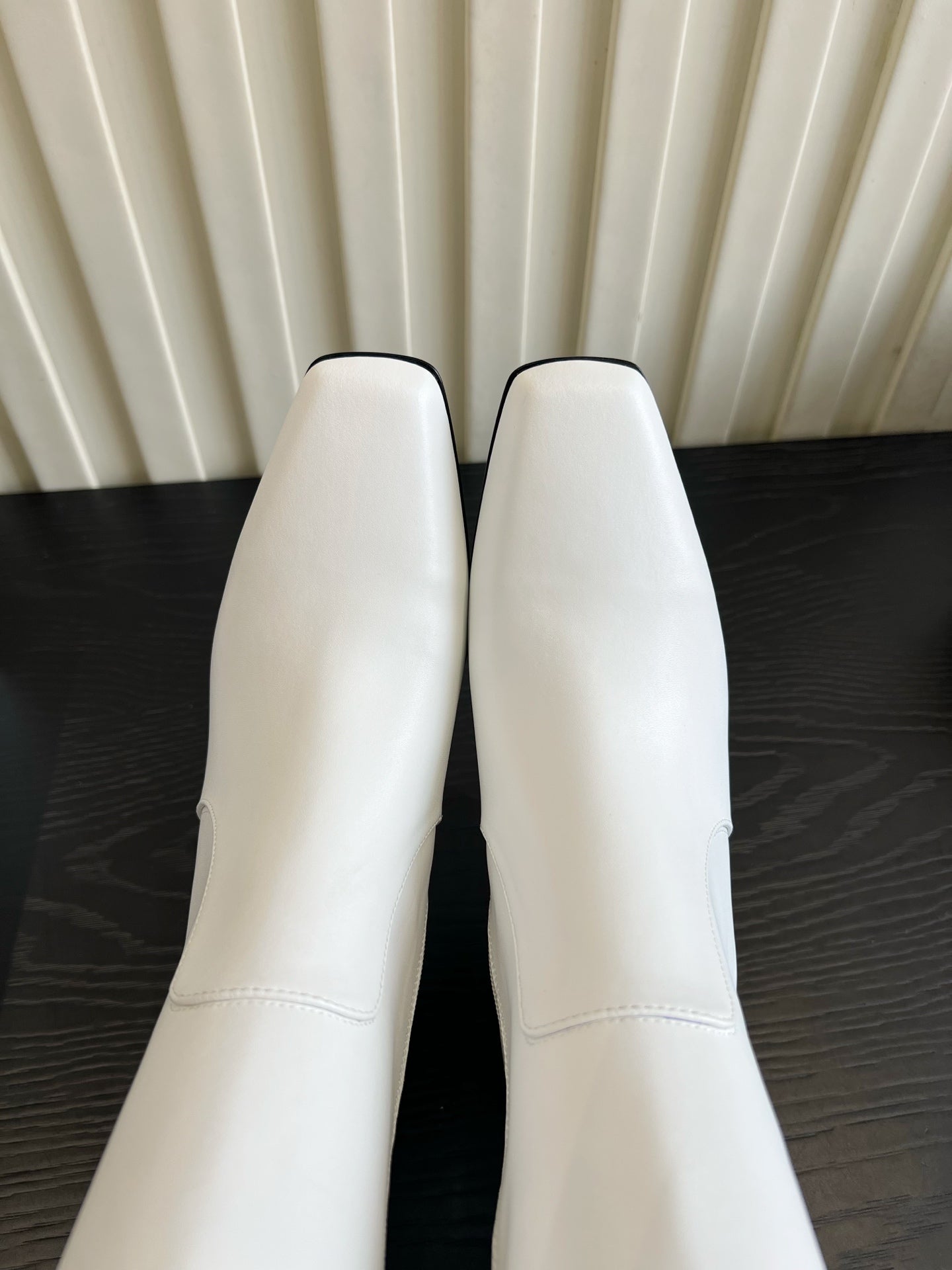 Chanel 2026 Square Toe Chunky Heel High Boots 50mm Cowhide 977240