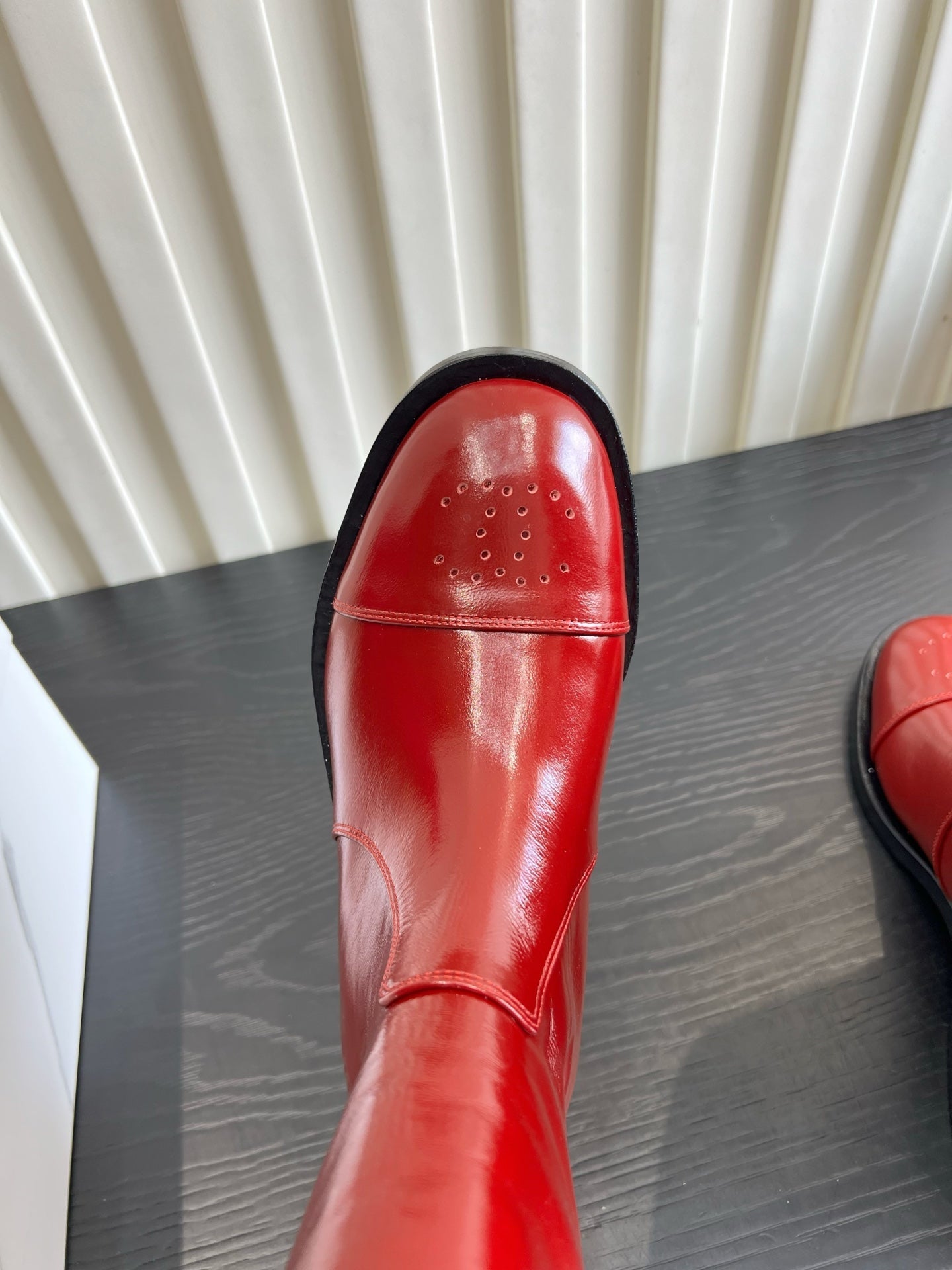 Chanel 2026 Perforated Toe Boots Patent Leather 977237