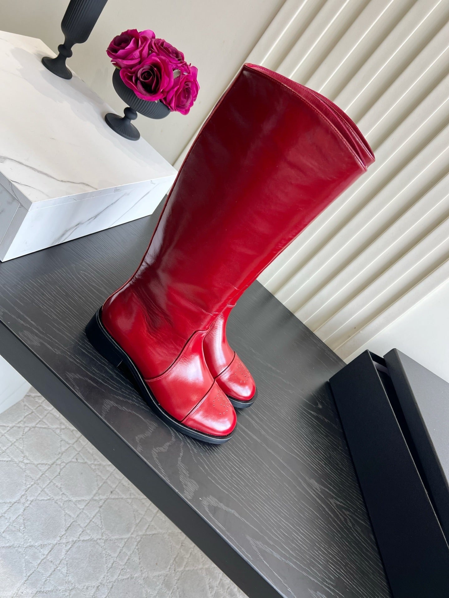 Chanel 2026 Perforated Toe Boots Patent Leather 977237