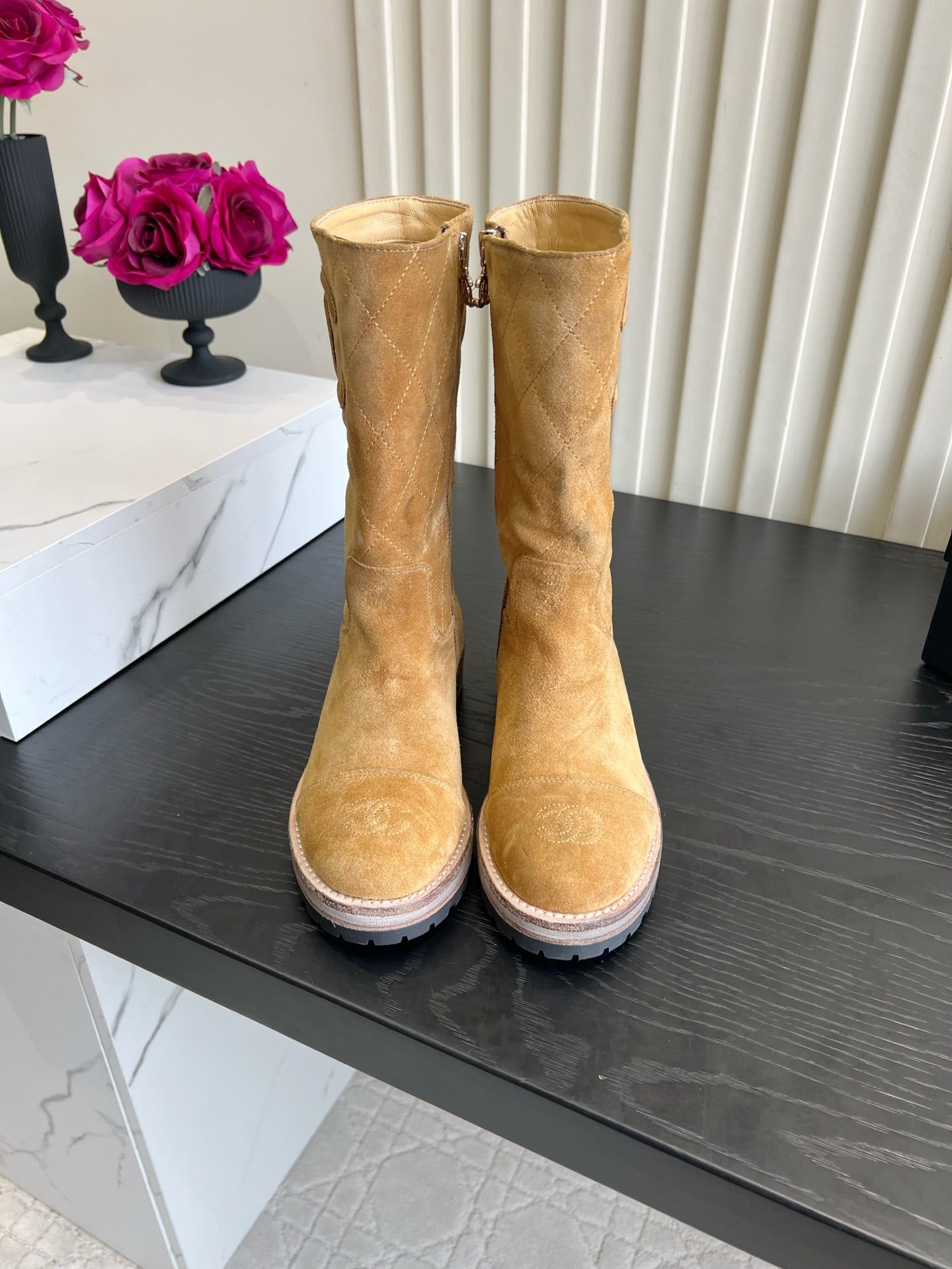 Chanel 2026 Quilted Boots Suede Cowhide 977207