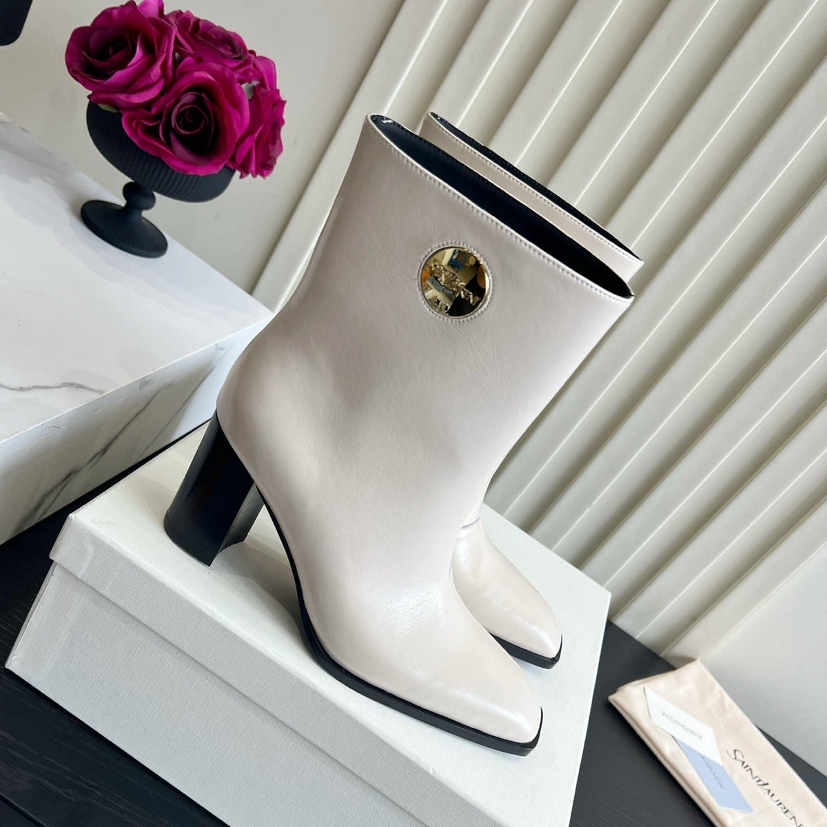 YSL 2026 Square Toe Boots 70mm Leather 198192