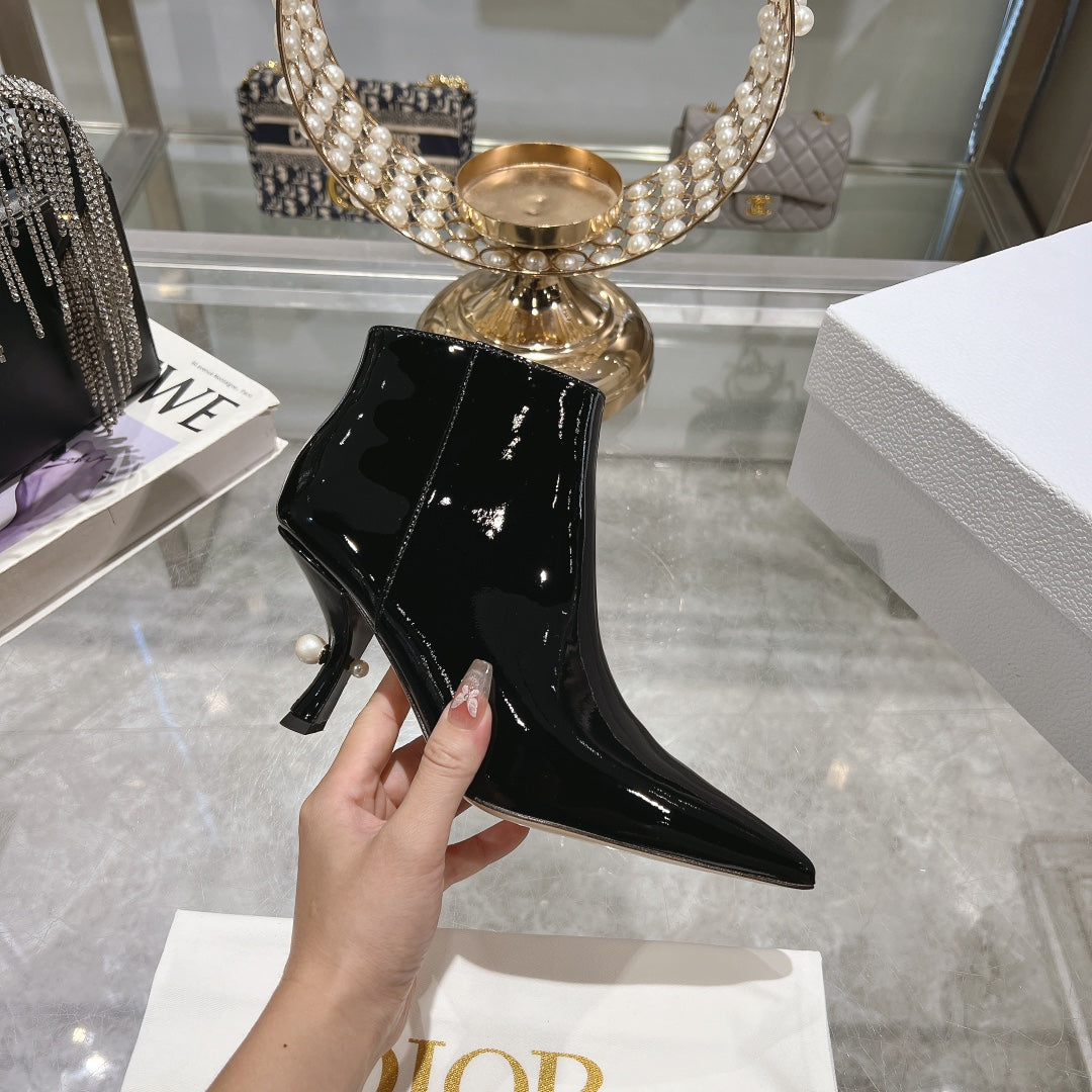 CD Tribales Heeled Ankle Boot 65mm In Black Glossy Cowhide 996434