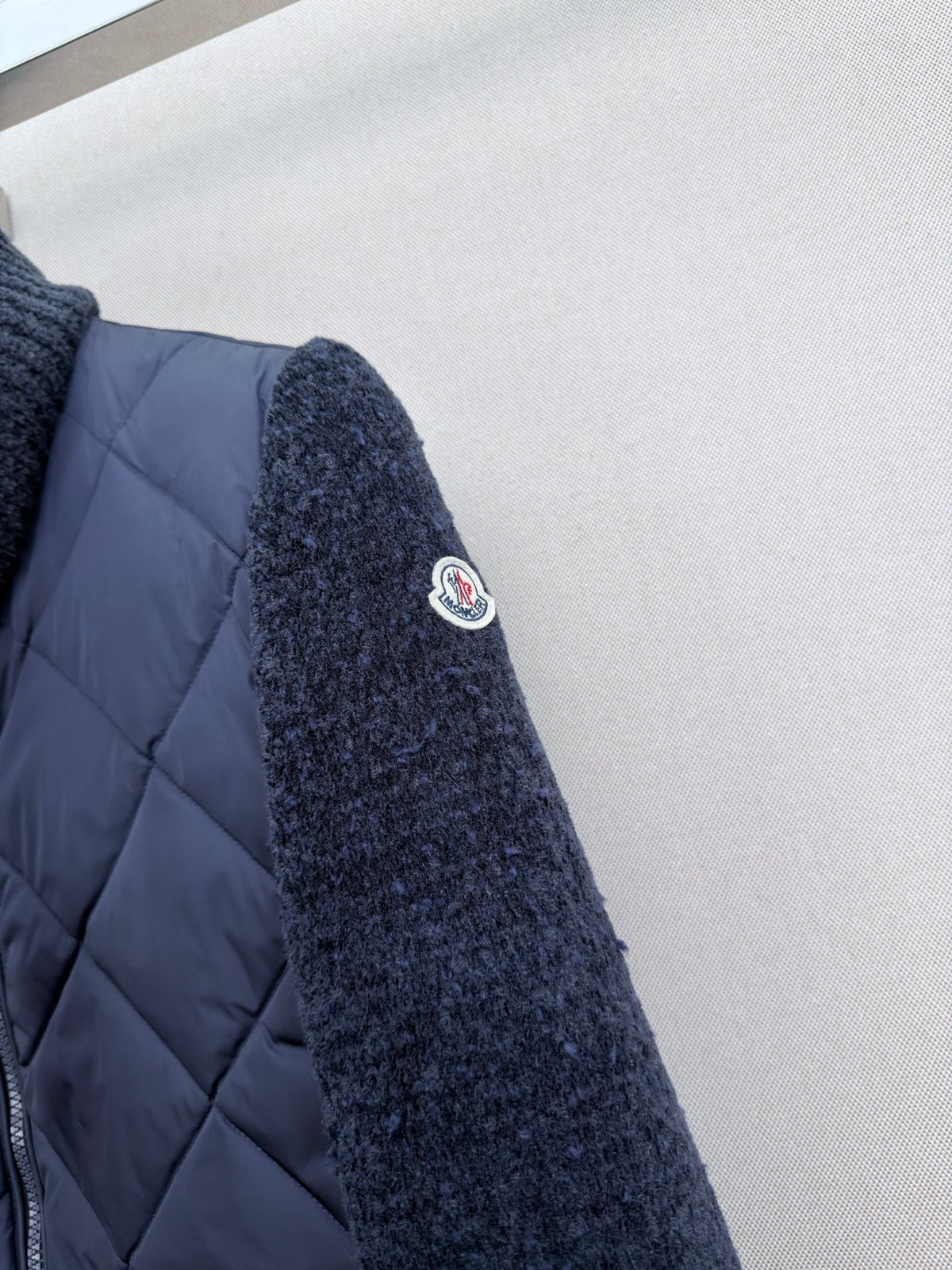 Moncler 2026 Padded Zip-Up Cardigan Navy Blue Cotton Blend
