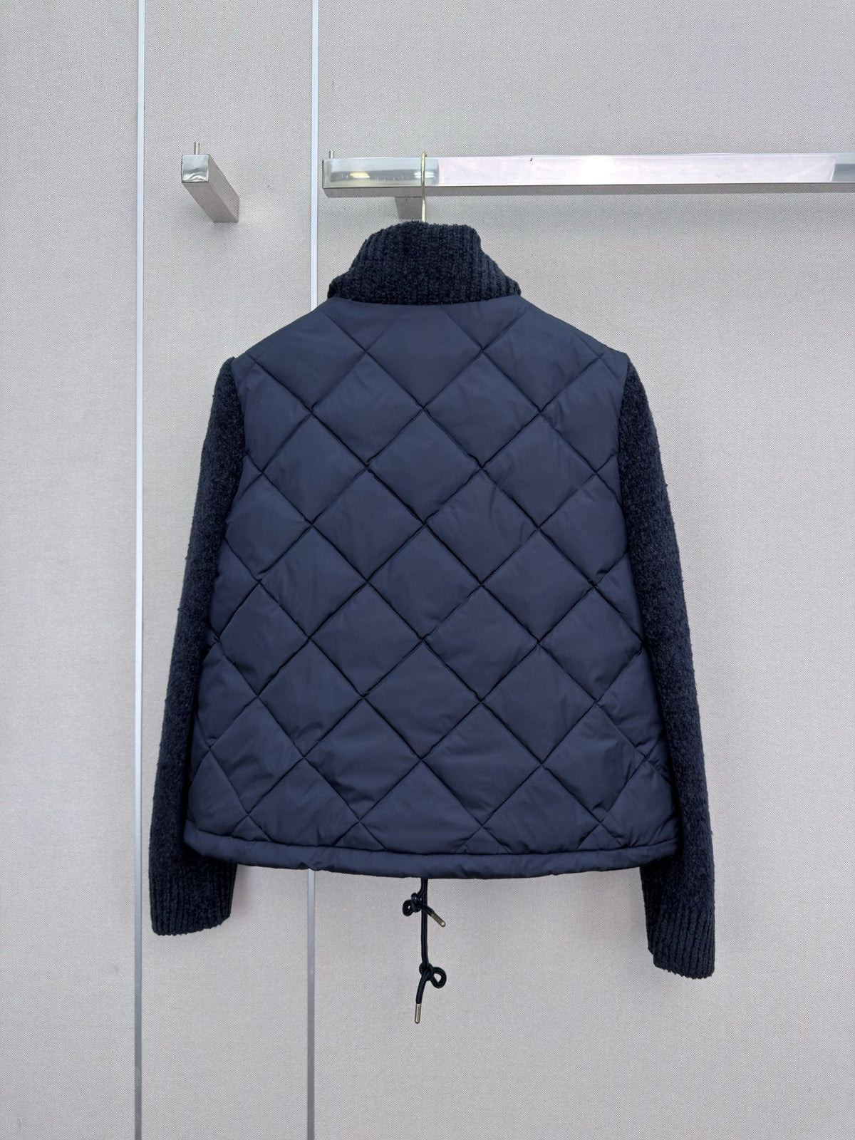 Moncler 2026 Padded Zip-Up Cardigan Navy Blue Cotton Blend