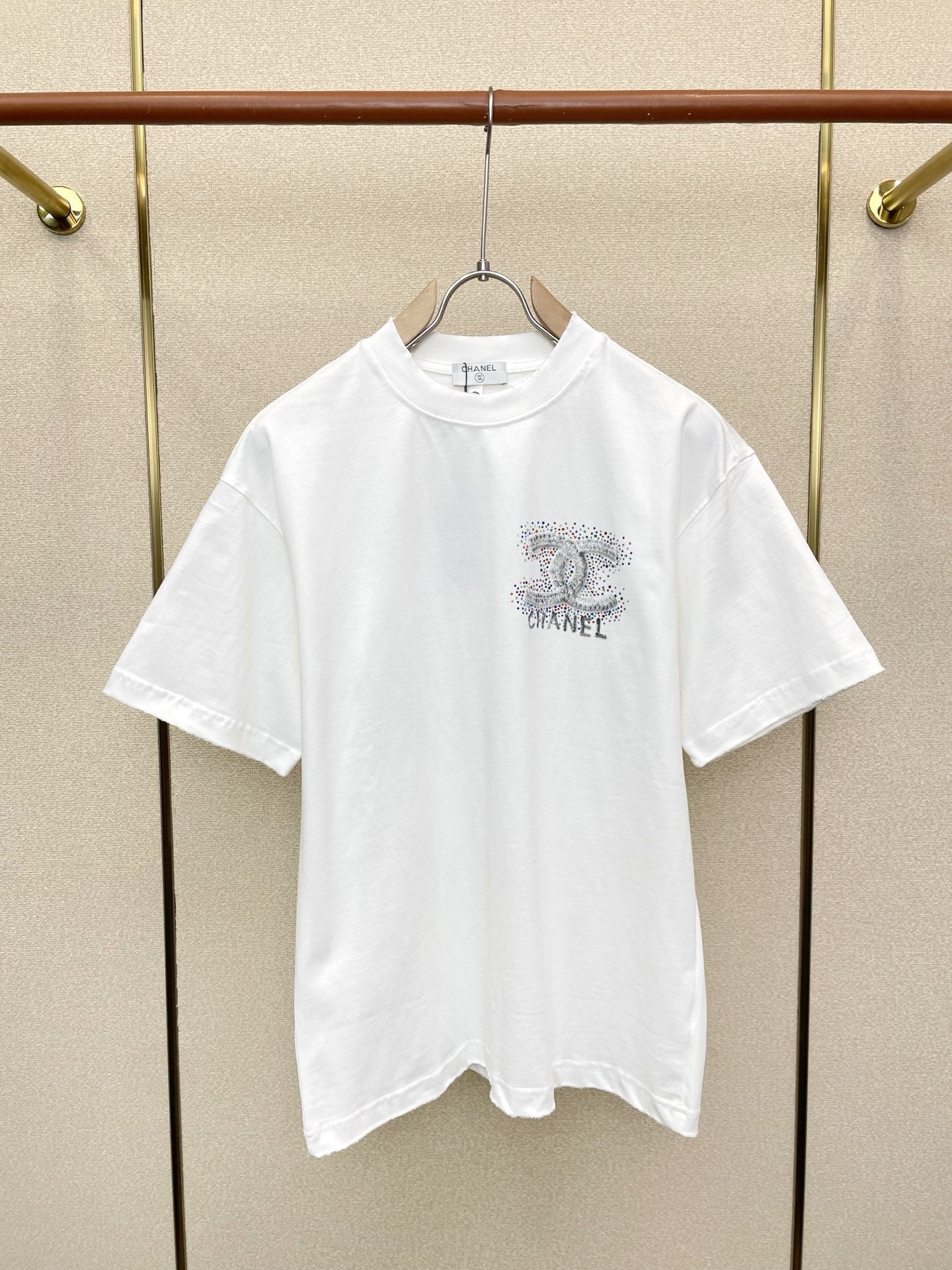 CC 2026 Short Sleeve T-Shirt Rhinestone Cotton 150799