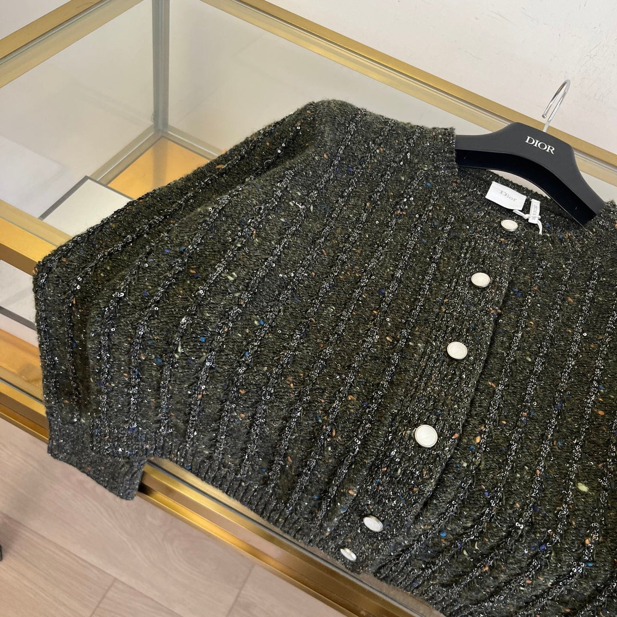 Dior 2026 Cardigan Moss Green Wool With Sequins 435412