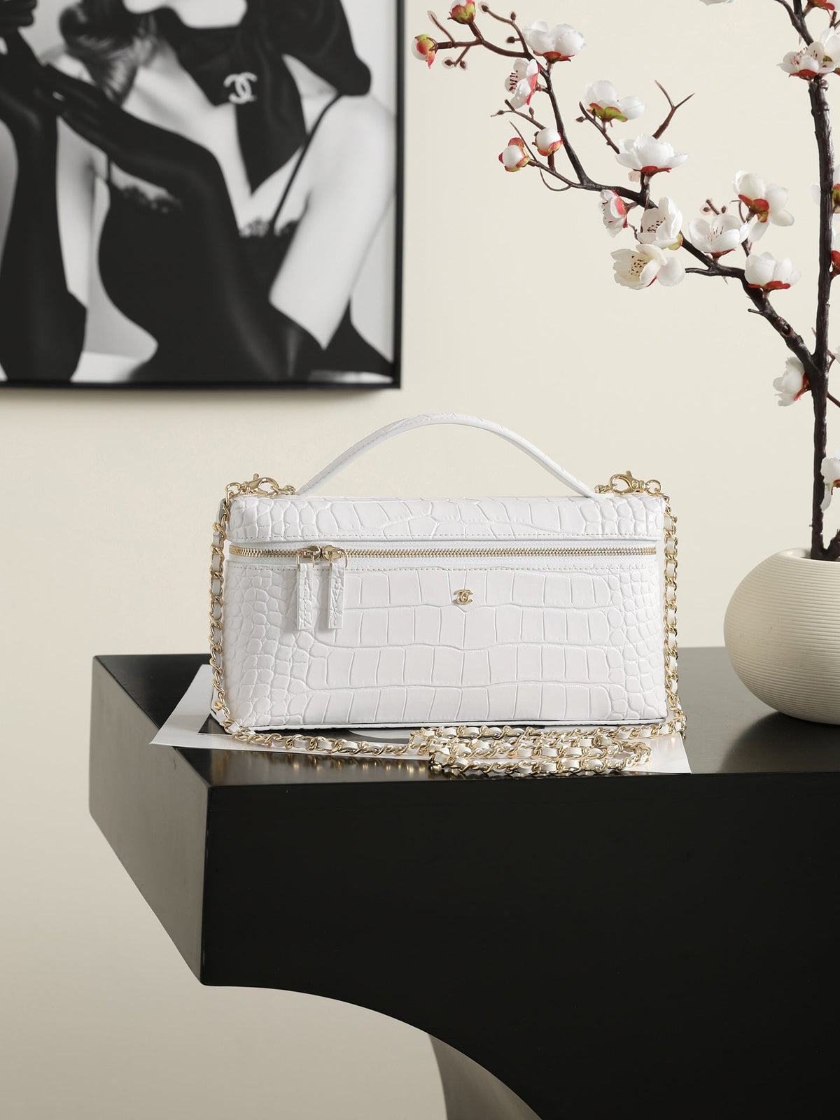 Chanel 2026 Crocodile Embossed Vanity Bag 25cm Leather