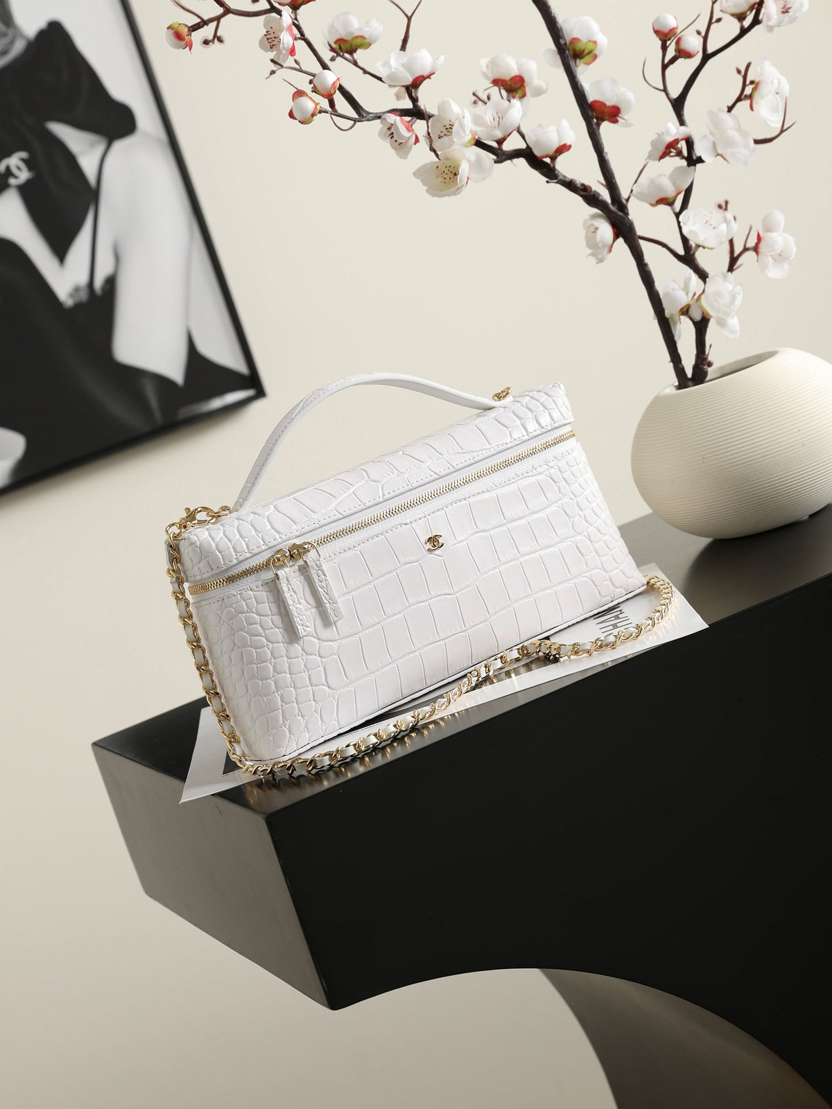 Chanel 2026 Crocodile Embossed Vanity Bag 25cm Leather