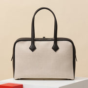 High-end Hermes 2026 Toile Victoria Bag 35cm Canvas Leather
