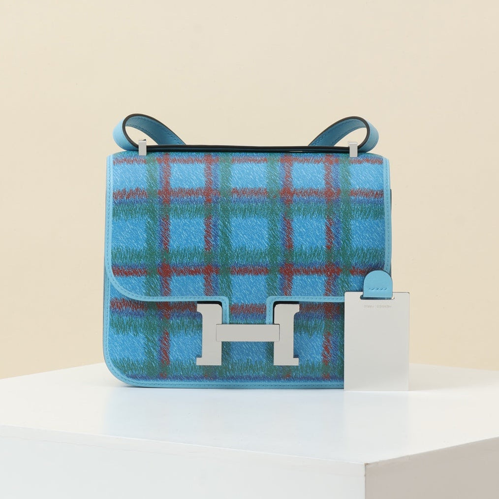High-end Hermes 2026 Constance 18 Tartan Bag Swift Leather